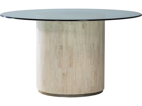 Artistica Signature Designs Cassio Round Glass White Silver Dining Table