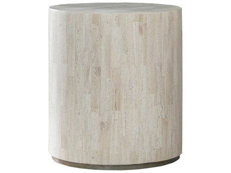 Artistica Signature Designs Cassio Round Stone White Silver Metallic End Table