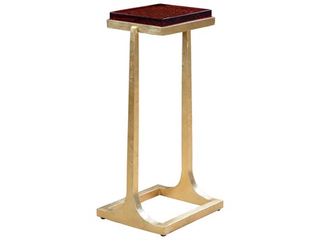 Artistica Signature Designs Sunward Rectangular Glass Gold Leaf End Table