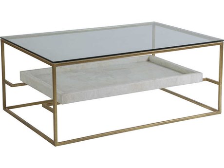 Artistica Cumulus Rectangular Glass Gold Leaf With White Crystal Stone Cocktail Table