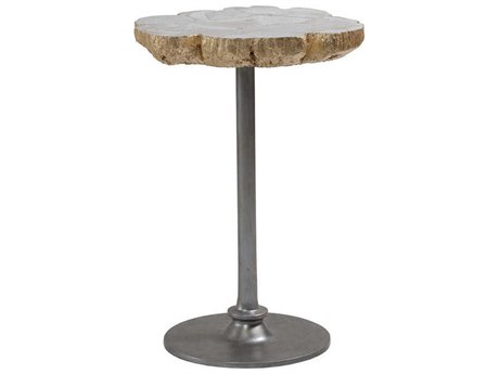 Artistica Gregory Fossilized White Clam Shell With Antique Iron End Table