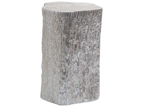 Artistica Trunk Segment White Fossilized Shell With Silver Leaf End Table
