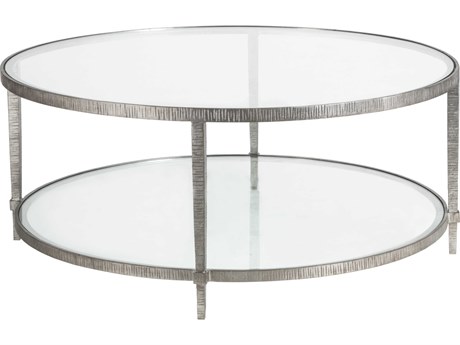 Artistica Metal Designs Claret Round Glass Silver Leaf Cocktail Table