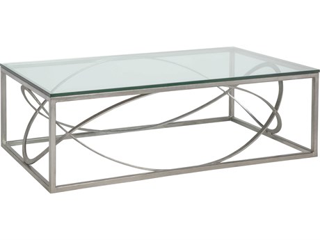 Artistica Metal Designs Ellipse Rectangular Glass Silver Leaf Cocktail Table