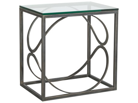 Artistica Metal Designs Ellipse Rectangular Glass End Table