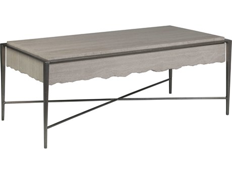 Artistica Signature Designs Everest Rectangular Stone White Silver Leaf Cocktail Table