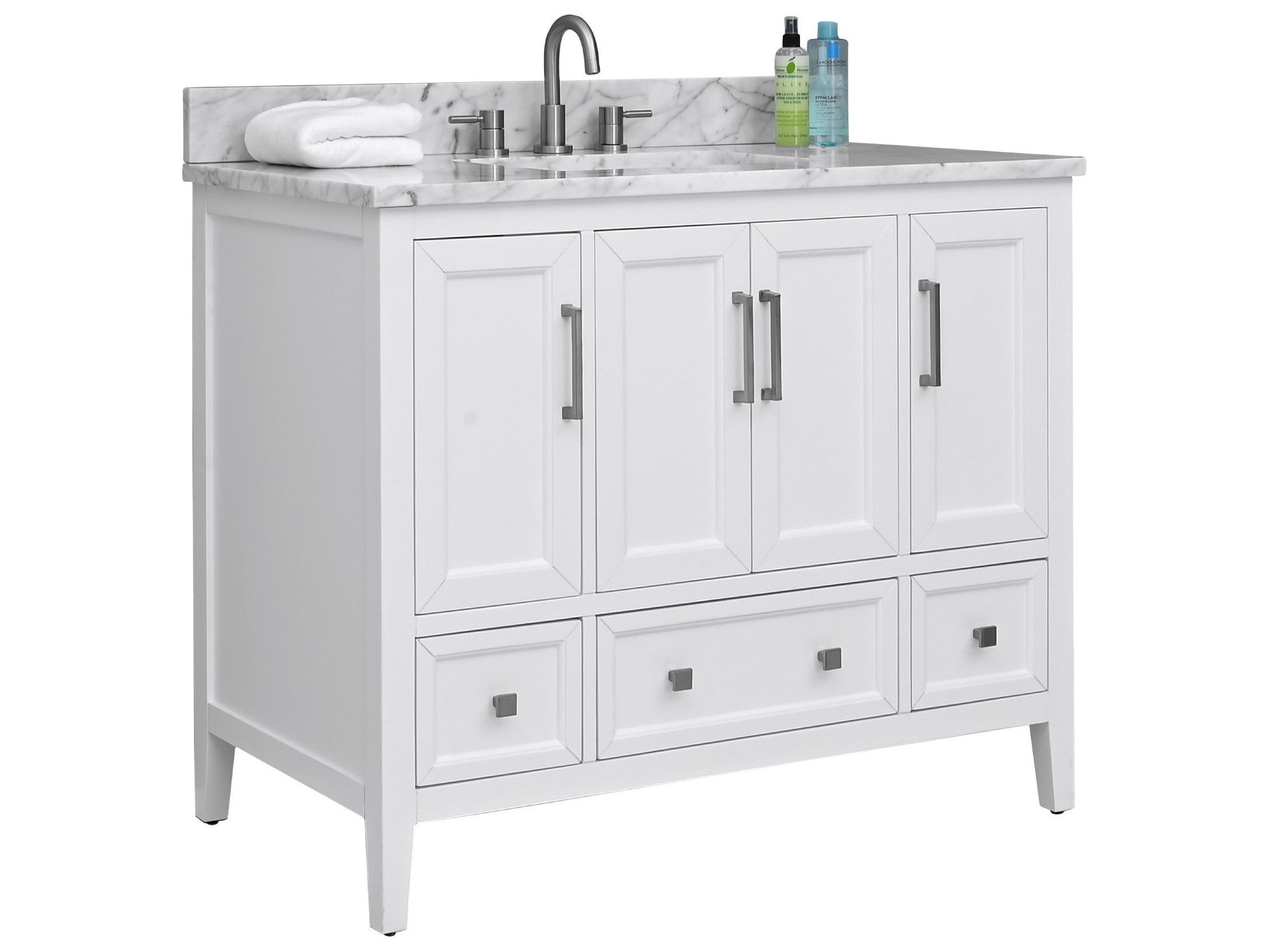 Photos - Washbasin cabinet A&D Avanity Everette 43 in. Single Sink Bathroom Vanity in White with Carrara White Marble Top EVERETTE-VS43-WT-C 