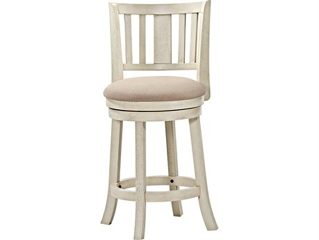 Avalon Furniture Brushed White Upholstered Swivel Mango Wood Counter Stool