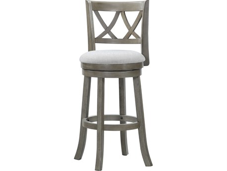 Avalon Furniture Gray Upholstered Swivel Mango Wood Bar Stool