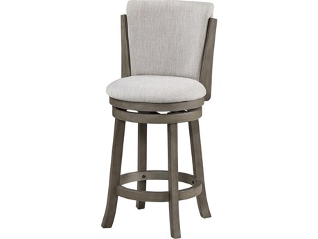 Avalon Furniture Gray Upholstered Swivel Mango Wood Counter Stool