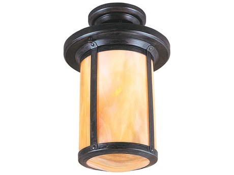 Arroyo Craftsman Berkeley 1-Light Bronze Glass Cylinder Semi Flush Mount