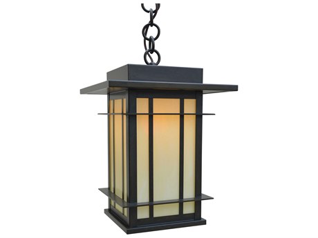 Arroyo Craftsman Oak Park 1-Light Black Glass Geometric Mini Pendant