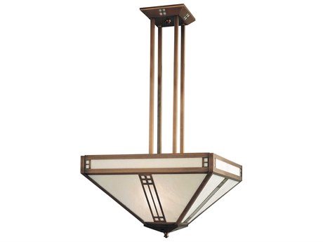 Arroyo Craftsman Prairie 4-Light Copper Glass Pendant