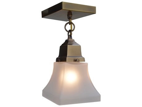Arroyo Craftsman Ruskin 1-Light Brass Glass Bell Semi Flush Mount
