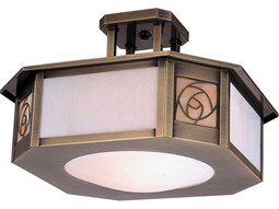 Meyda Fixtures 3-Light Bronze Glass Bell Semi Flush Mount