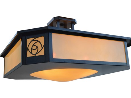 Arroyo Craftsman Saint Clair 4-Light Bronze Glass Semi Flush Mount