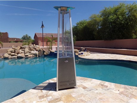 AZ Patio Heaters Commercial Glass Tube Patio Heater in Hammered Silver