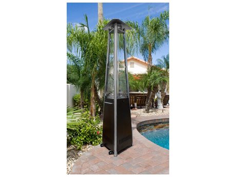 AZ Patio Heaters Commercial Natural Gas Hammered Bronze Glass Tube Heater