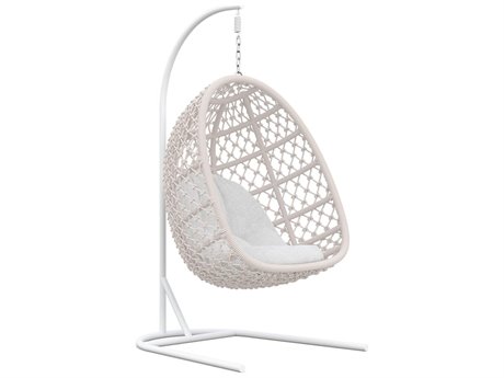 Azzurro Living Amelia Sand All-Weather Rope Hanging Chair with Cloud Cushion & Stand