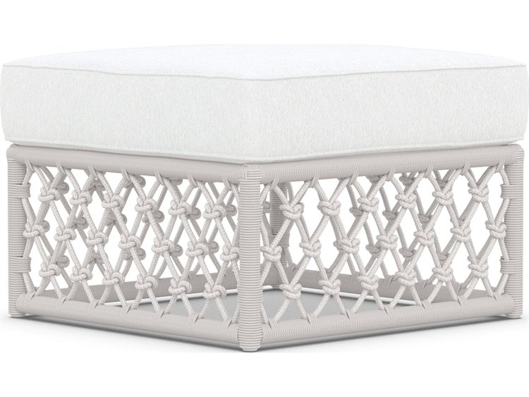 Azzurro Living Amelia Sand All-Weather Rope Patio Ottoman with Cloud Cushion