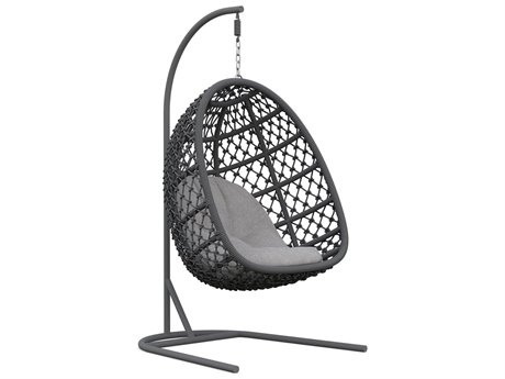 Azzurro Living Amelia Ash All-Weather Rope Hanging Chair with Fog Cushion & Stand