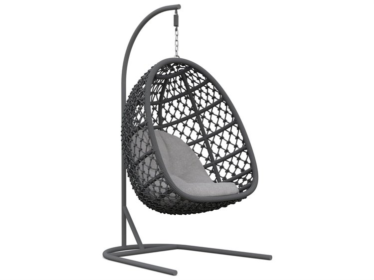 Azzurro Living Amelia Ash All-Weather Rope Hanging Chair with Fog Cushion & Stand
