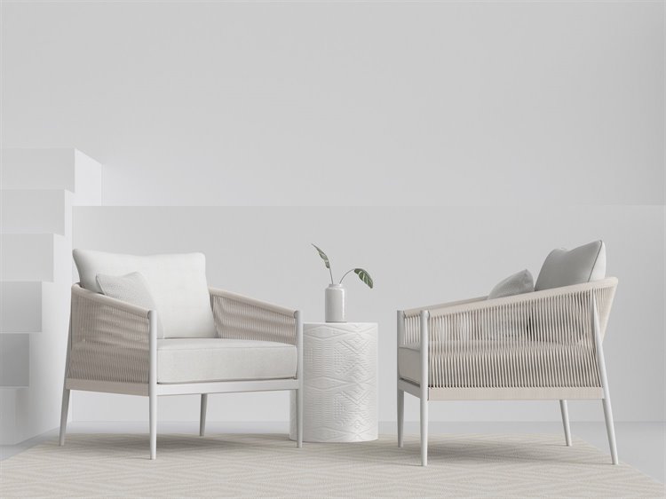Azzurro Living Catalina White Rope Outdoor Patio Lounge Set
