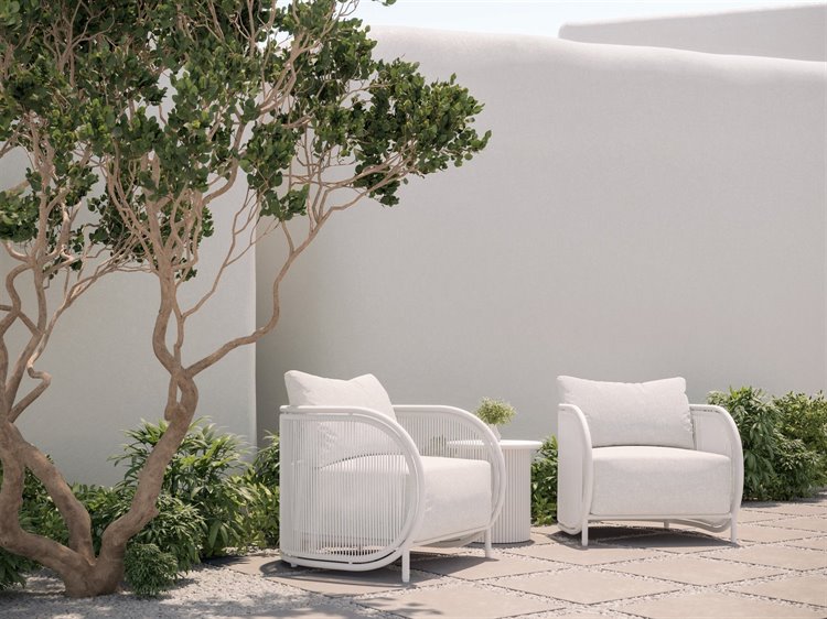 Azzurro Living Kamari White Mist All-Weather Rope Outdoor Patio Lounge Set with Cloud Cushion