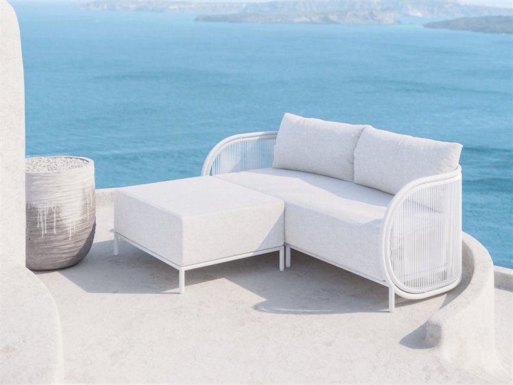 Azzurro Living Kamari White Mist All-Weather Rope Lounge Set with Cloud Cushion