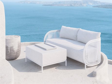 Azzurro Living Kamari White Mist All-Weather Rope Lounge Set with Cloud Cushion