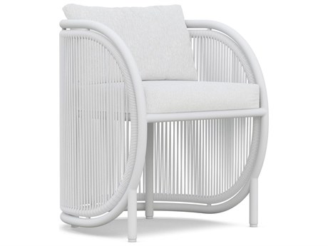 Azzurro Living Kamari White Mist All-Weather Rope Dining Arm Chair with Cloud Cushion