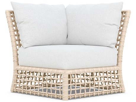 Azzurro Living Kiawah Almond All-Weather Wicker Corner Lounge Chair with Cloud Cushion
