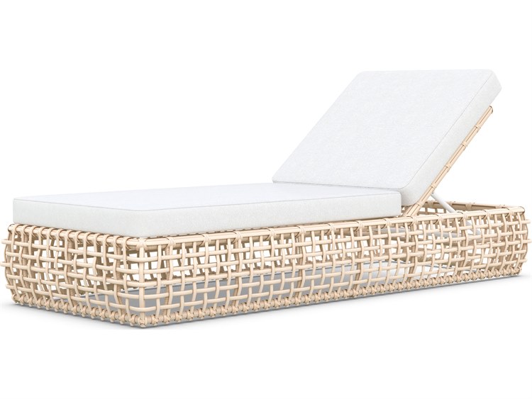 Azzurro Living Kiawah Almond All-Weather Wicker Chaise Lounge with Cloud Cushion