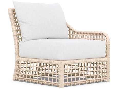 Azzurro Living Kiawah Almond All-Weather Wicker Left Arm Lounge Chair with Cloud Cushion