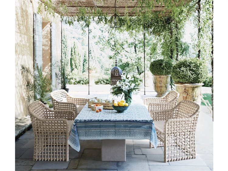 Azzurro Living Kiawah Almond All-Weather Wicker Patio Dining Set