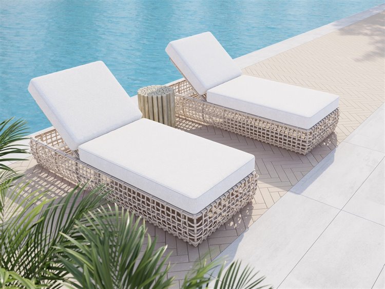 Azzurro Living Kiawah Almond All-Weather Wicker Patio Lounge Set