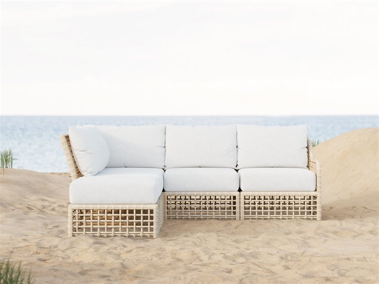 Azzurro Living Kiawah Almond All-Weather Wicker Sectional Outdoor Patio Lounge Set