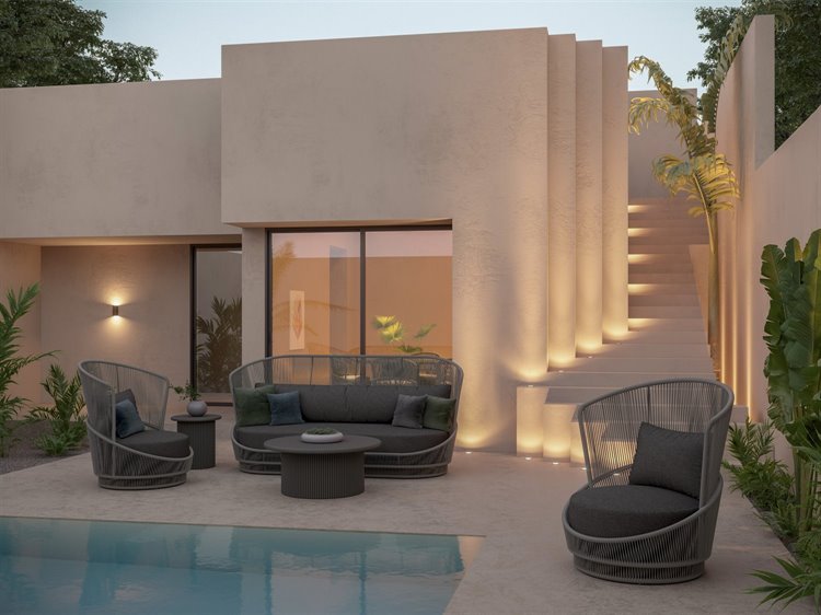 Azzurro Living Palma Mocha All-Weather Rope Patio Lounge Set