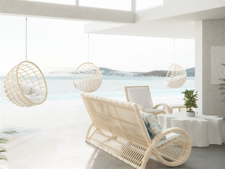 Azzurro Living Paloma Almond All-Weather Wicker Patio Lounge Set