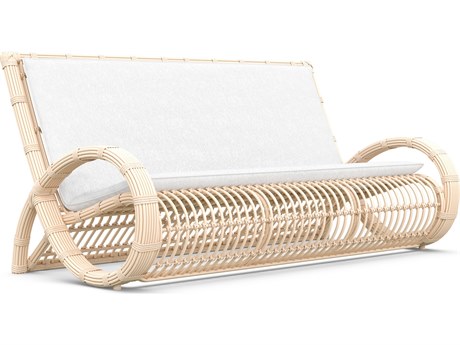 Azzurro Living Paloma Almond All-Weather Wicker Sofa with Cloud Cushion