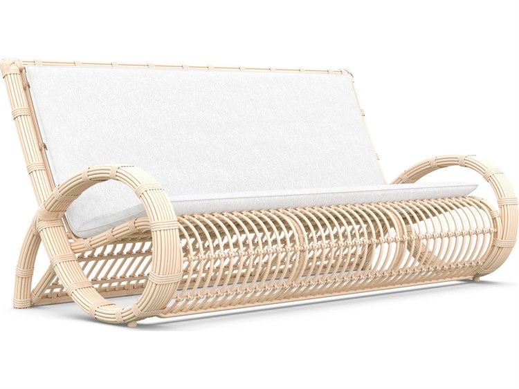 Azzurro Living Paloma Almond All-Weather Wicker Patio Sofa with Cloud Cushion