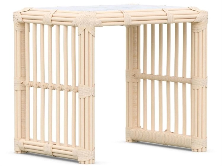 Azzurro Living Paloma Almond All-Weather Wicker Rectangular Outdoor Side Table