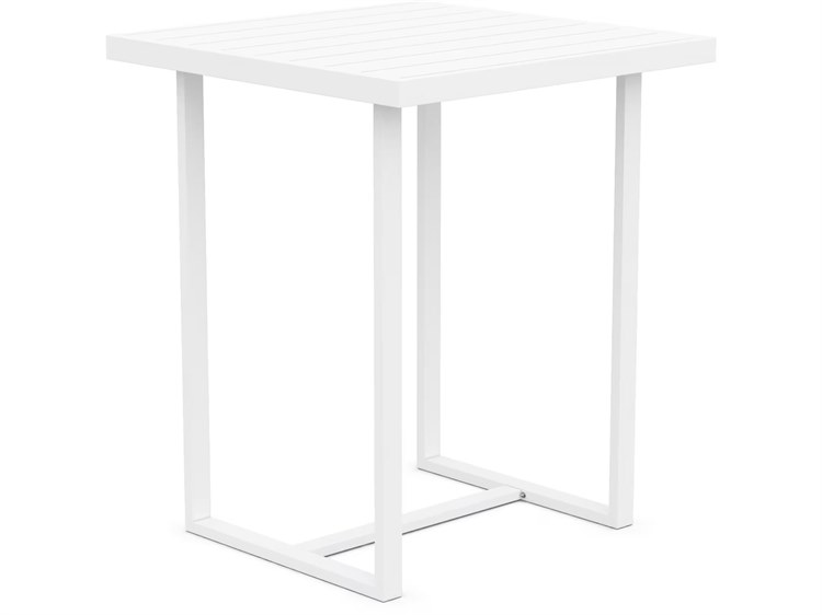 Azzurro Living Pavia Matte White Aluminum Square Outdoor Bar Table
