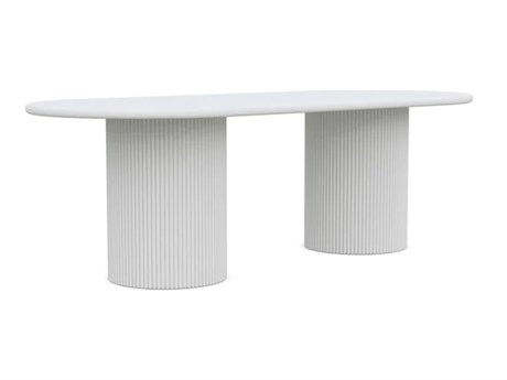 Azzurro Living Palma Matte White Aluminum 95.87''W x 39.84''D Oval Dining Table