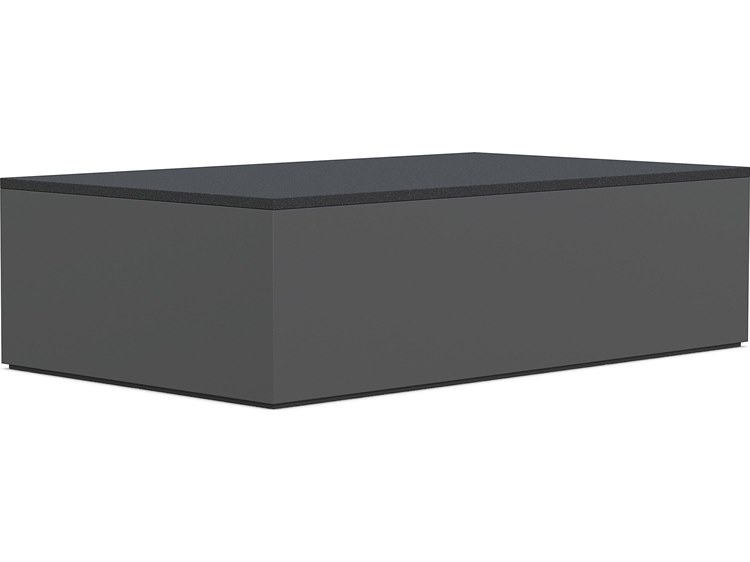 Azzurro Living Porto Matte Charcoal Aluminum Rectangular Granite Top Outdoor Coffee Table