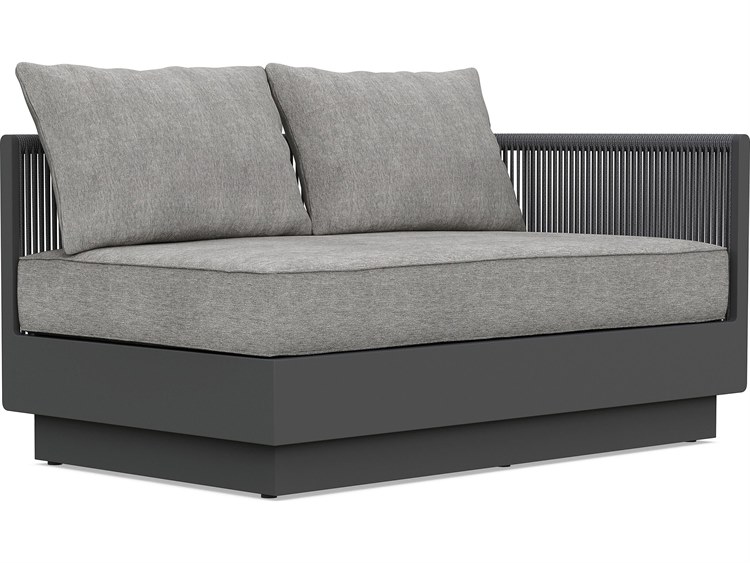 Azzurro Living Porto Ash All-Weather Rope Left Arm Patio Sofa with Fog Cushion