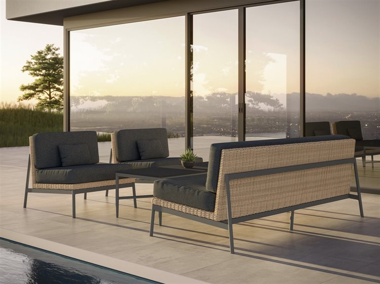 Azzurro Living Terra Natural All-Weather Wicker Patio Lounge Set