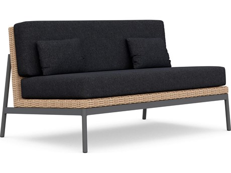 Azzurro Living Terra Natural All-Weather Wicker Loveseat with Midnight Cushion