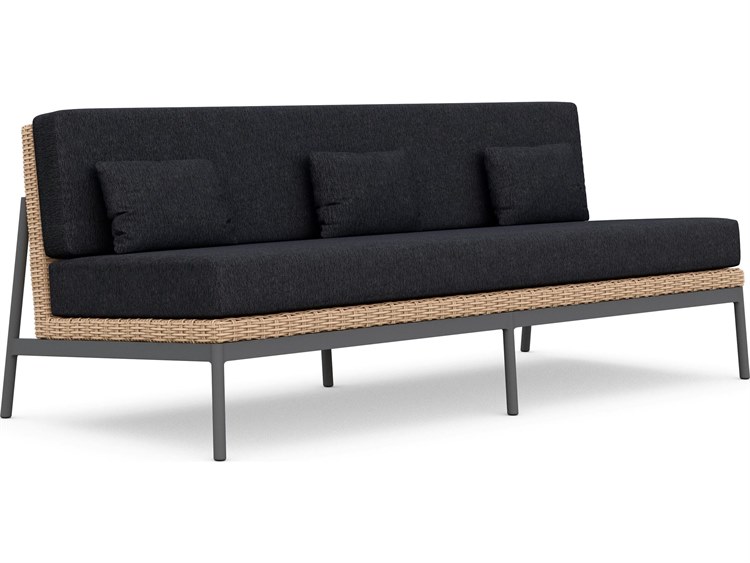 Azzurro Living Terra Natural All-Weather Wicker Patio Sofa with Midnight Cushion