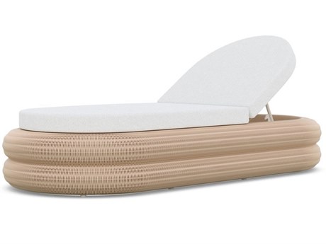 Azzurro Living Texoma Almond All-Weather Wicker Chaise Lounge with Cloud Cushion